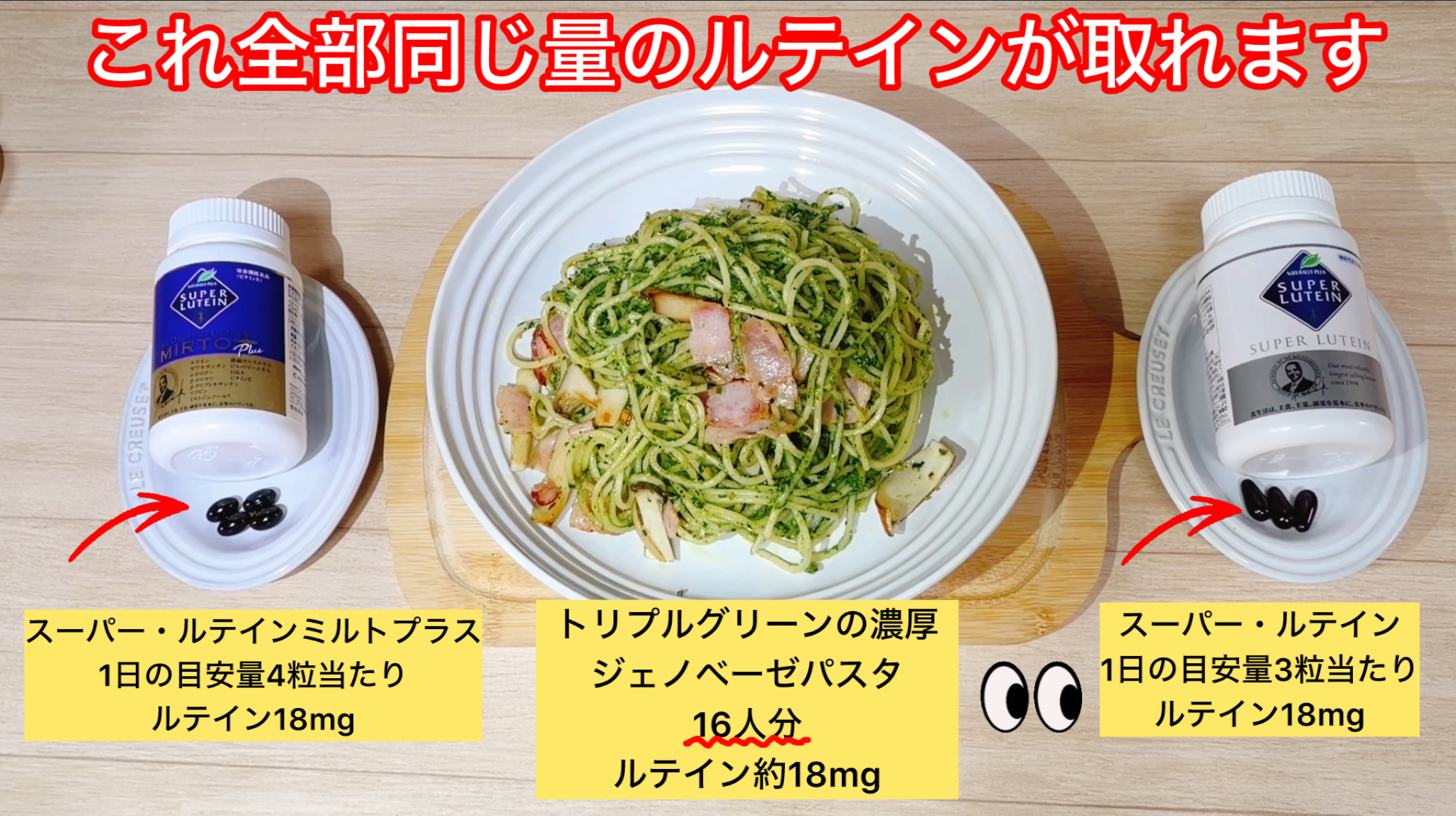 栄養士レシピ☆第2弾 ルテイン約18mgが取れる!?トリプルグリーンの濃厚ジェノベーゼパスタ④